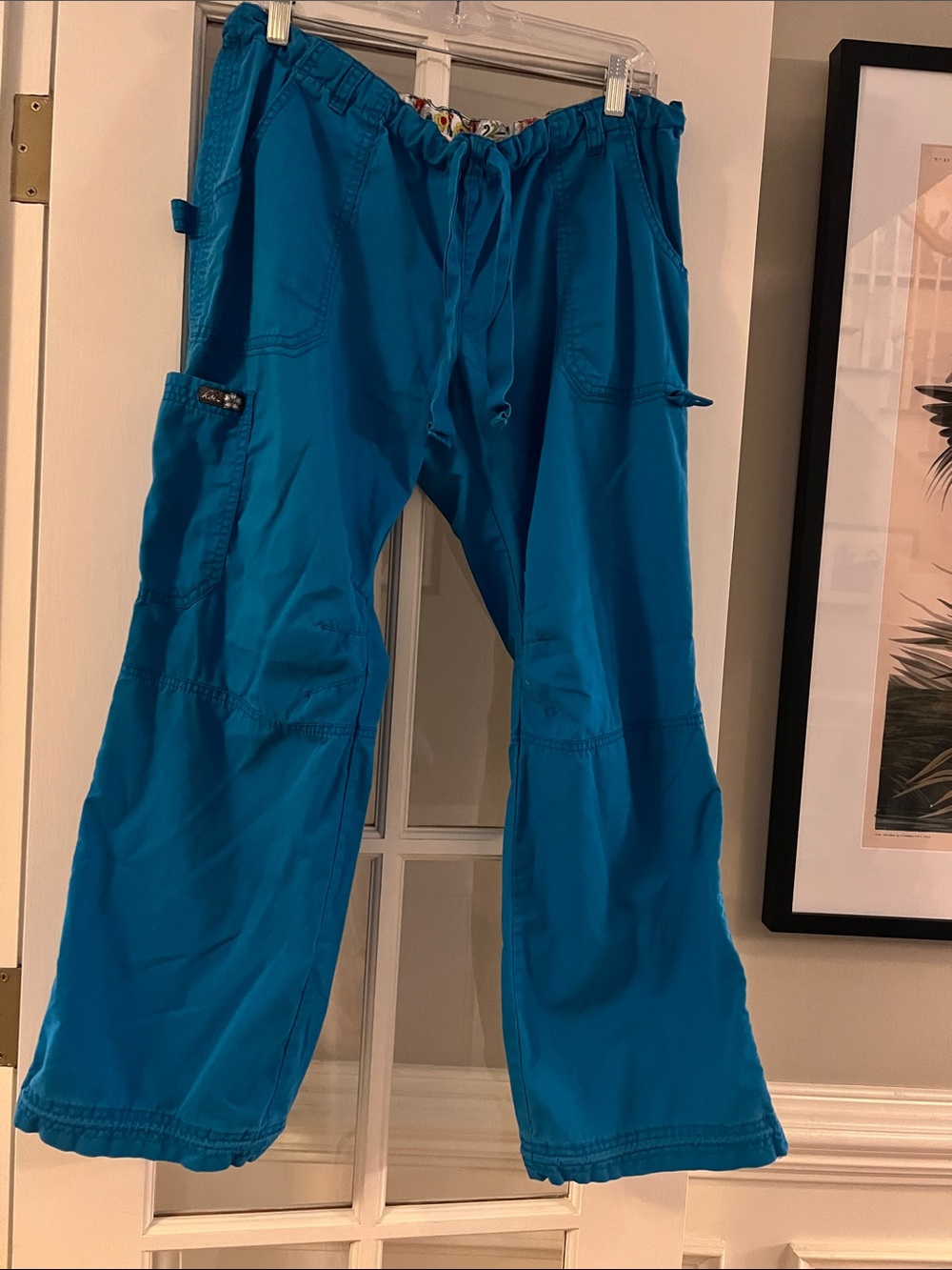 Koi Lindsey Teal Blue Women’s Cargo Drawstring Scrub Pants